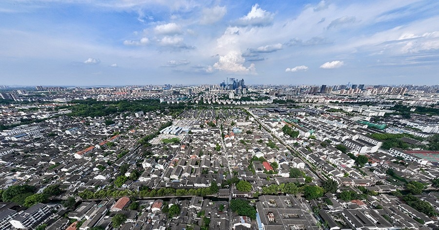 2023年7月3日拍攝的蘇州平江歷史文化街區(qū)（無人機照片）。新華社記者 李博 攝