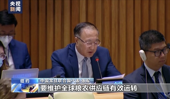 △2022年7月，第76屆聯(lián)合國(guó)大會(huì)舉行高級(jí)別特別會(huì)議?！叭虬l(fā)展倡議之友小組”就糧食安全問(wèn)題闡述小組成員共同立場(chǎng)。