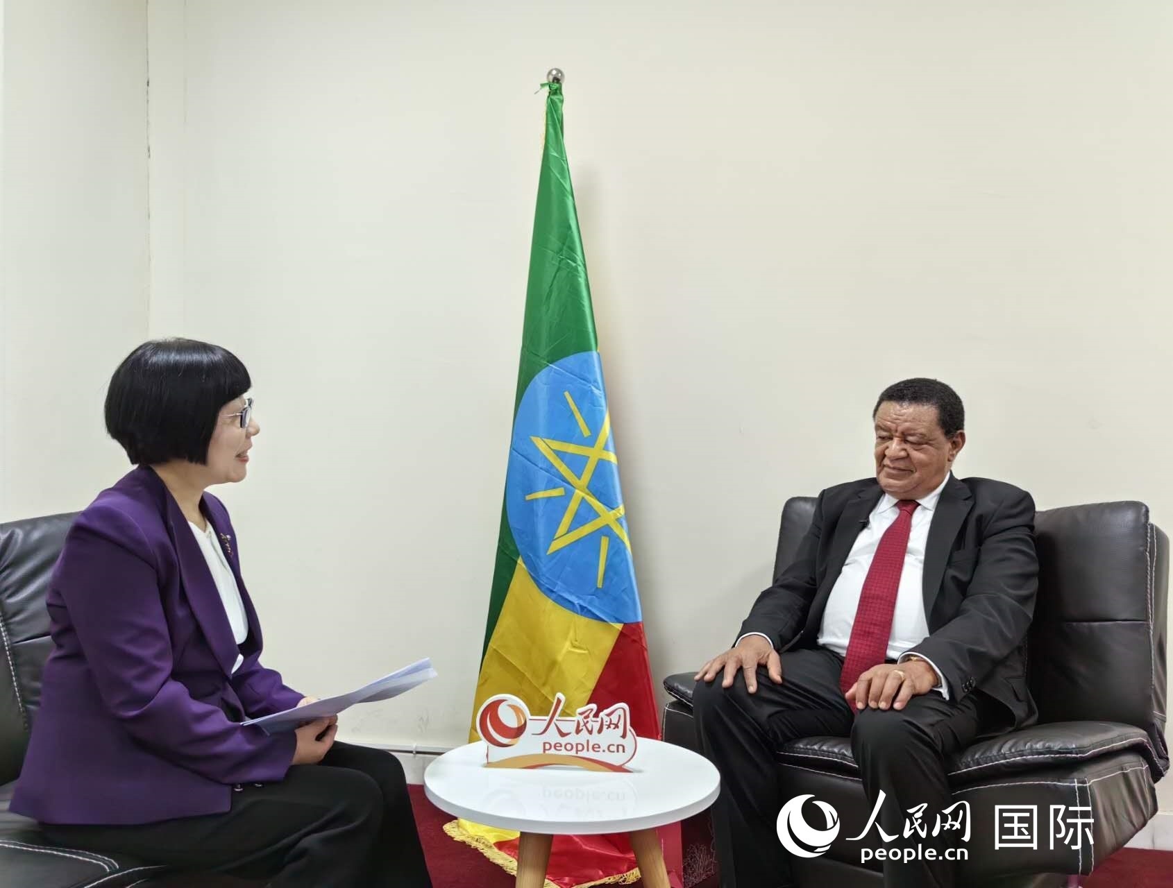 穆拉圖·特肖梅接受人民網(wǎng)記者唐維紅采訪。人民網(wǎng)記者 陳星星攝