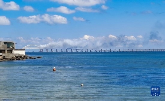 這是8月12日拍攝的克里米亞大橋。新華社/塔斯社