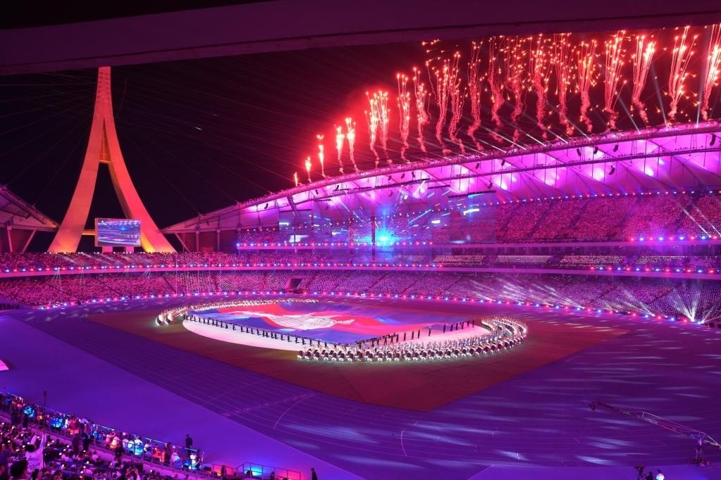 5月5日，第32屆東南亞運(yùn)動(dòng)會在柬埔寨首都金邊的國家體育場開幕。