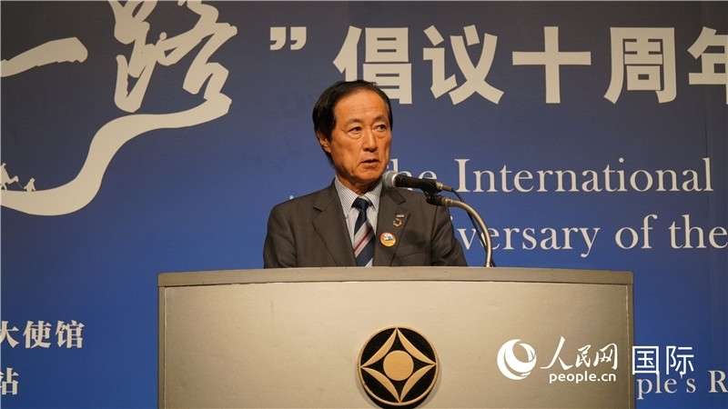 日本經(jīng)團聯(lián)副會長佐藤康博發(fā)言。人民網(wǎng) 蔣曉辰攝