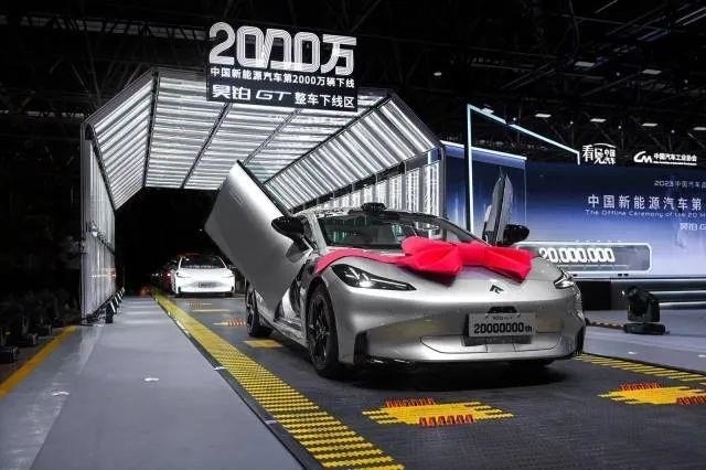 △2023年7月3日，我國第2000萬輛新能源汽車在廣州駛下生產線。