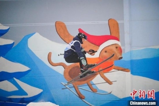12月22日，云南省第一屆冬季運(yùn)動會在昆明開幕。圖為選手在公開組男子自由式滑雪雪上技巧比賽中。中新社記者 劉冉陽 攝