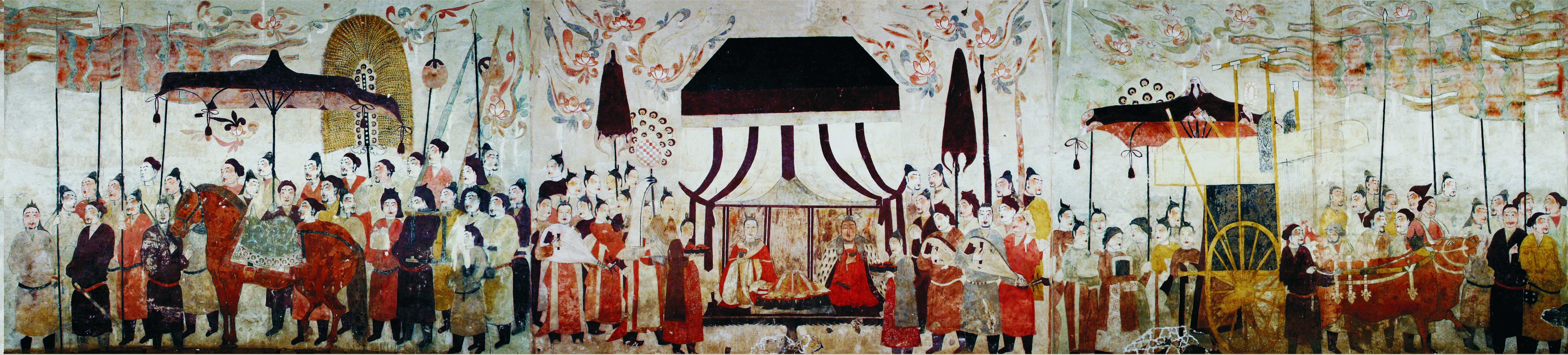 這是徐顯秀墓室壁畫展開圖。太原北齊壁畫博物館供圖