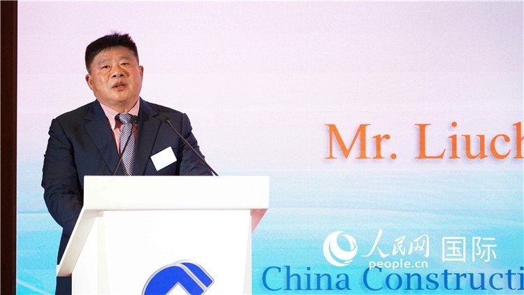 中國建設(shè)銀行國際部副總經(jīng)理岳留昌發(fā)言。 人民網(wǎng) 張茜 攝