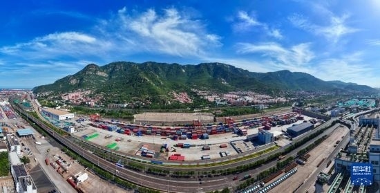 這是6月26日拍攝的中哈連云港物流合作基地（無人機照片）。新華社記者 季春鵬 攝