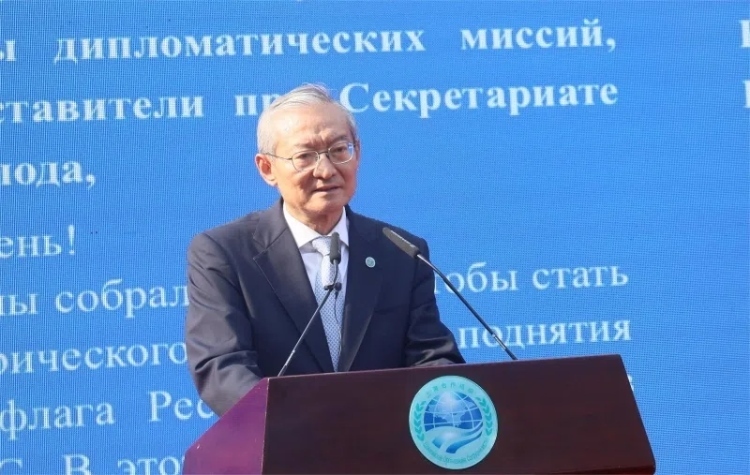 上合組織秘書長(zhǎng)張明出席活動(dòng)并致辭。主辦方供圖