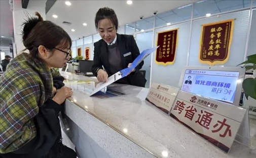 2024年3月25日，北京大興區(qū)，工作人員為群眾辦理跨省政務(wù)事宜。