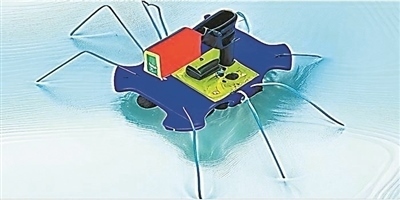 一種能夠在水面上滑行的自供電“蟲子”機(jī)器人。圖片來源：紐約州立大學(xué)賓漢姆頓分校