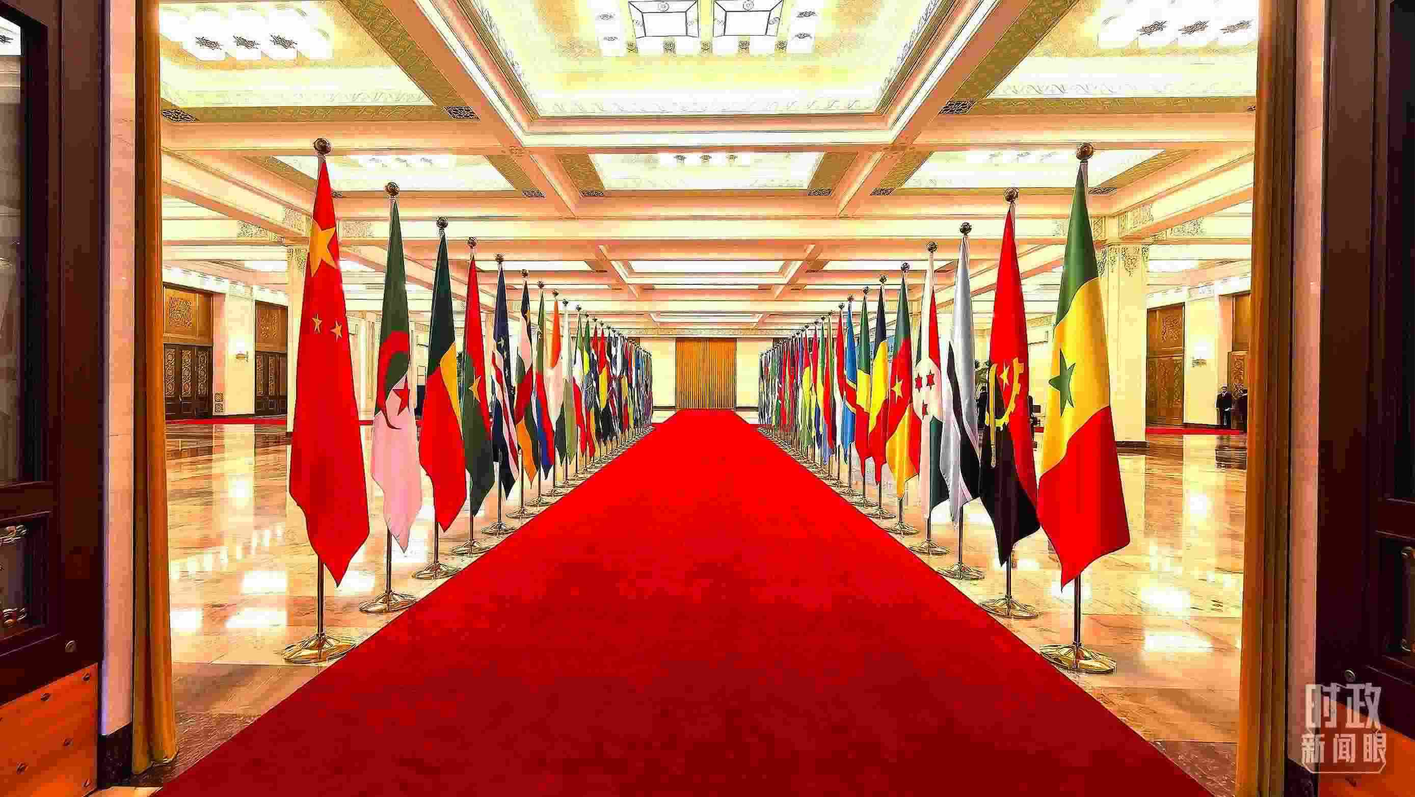 △人民大會(huì)堂內(nèi)的旗陣。（總臺(tái)央視記者馬超拍攝）
