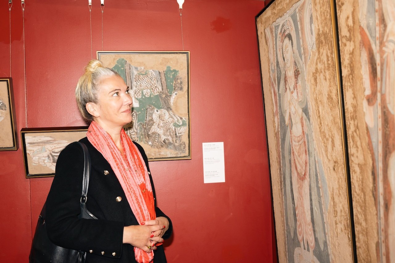 “絲路丹青——絲綢之路沿線壁畫傳摹展”在巴黎中國文化中心隆重開幕。中國藝術研究院供圖