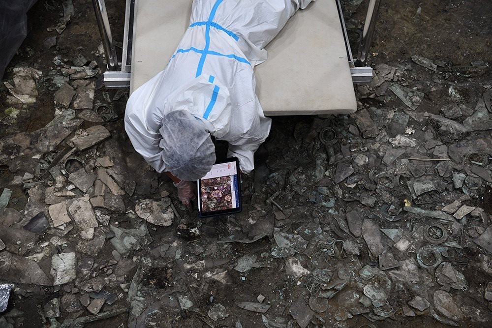 2022年6月28日，四川德陽，三星堆7號祭祀坑發(fā)掘現(xiàn)場。