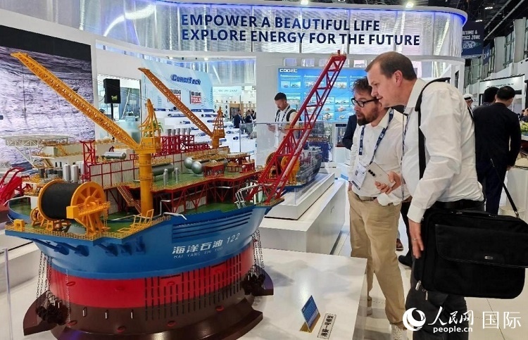 觀眾在中企展臺(tái)參觀。人民網(wǎng)記者管克江攝