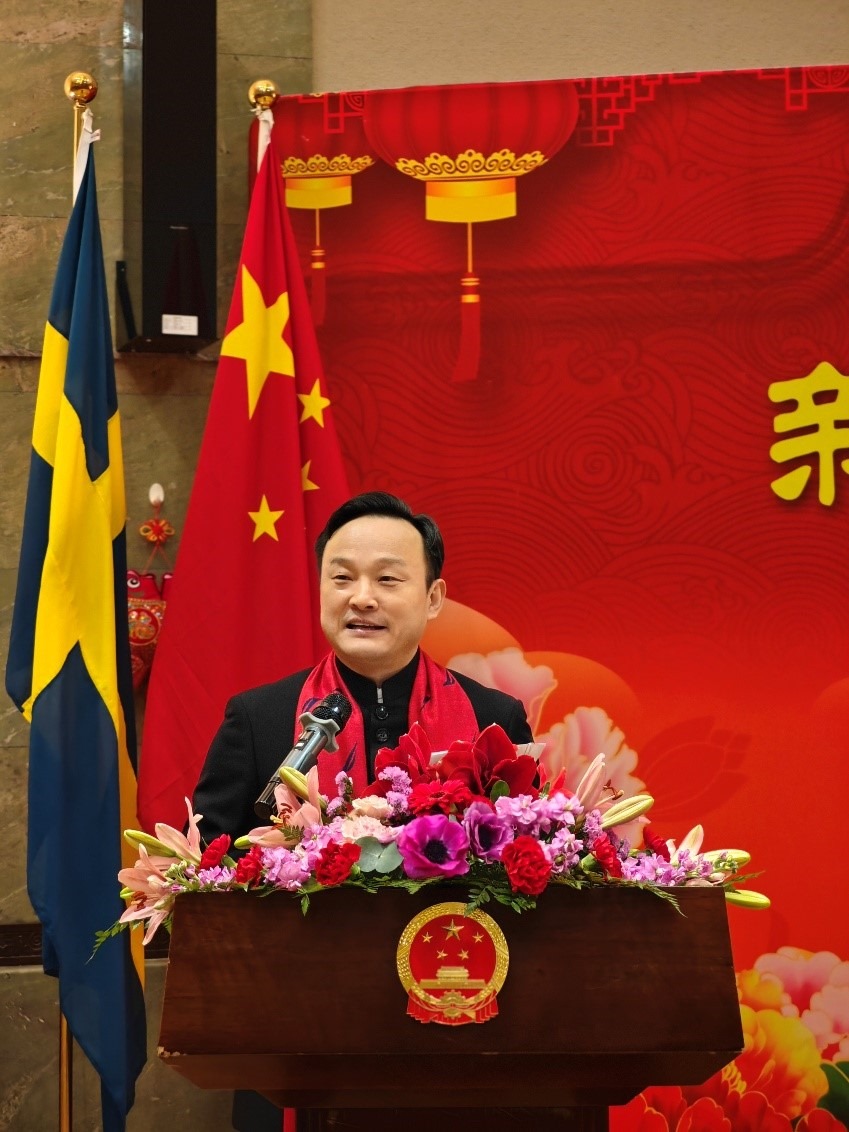 中國(guó)駐哥德堡總領(lǐng)事楊培棟致辭。中國(guó)駐哥德堡總領(lǐng)館供圖