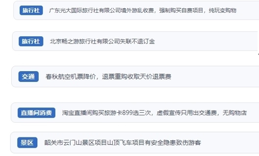 網(wǎng)友在“人民投訴”平臺反映涉旅游消費相關(guān)糾紛。（“人民投訴”用戶投訴截圖）