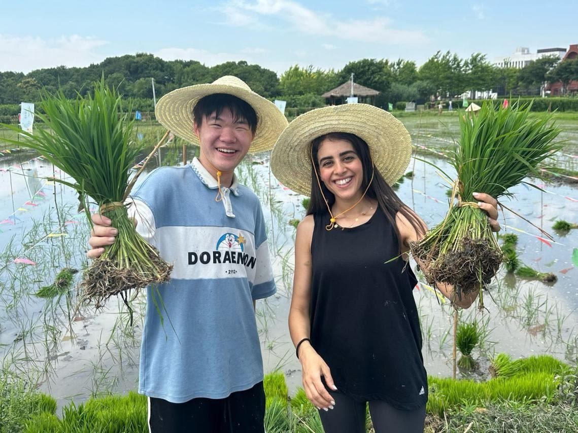 卡友琪在插秧。受訪者供圖