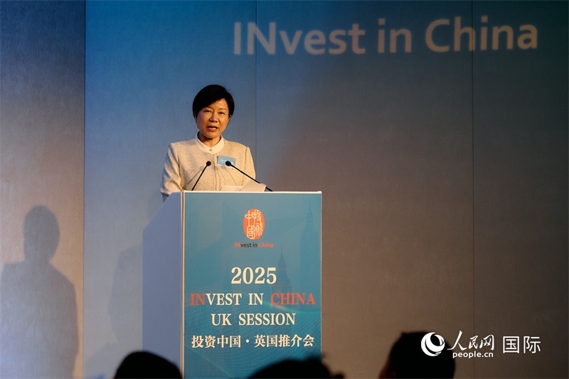 湖南省商務(wù)廳廳長龍小紅做商務(wù)工作情況推介。楊浩鵬攝。